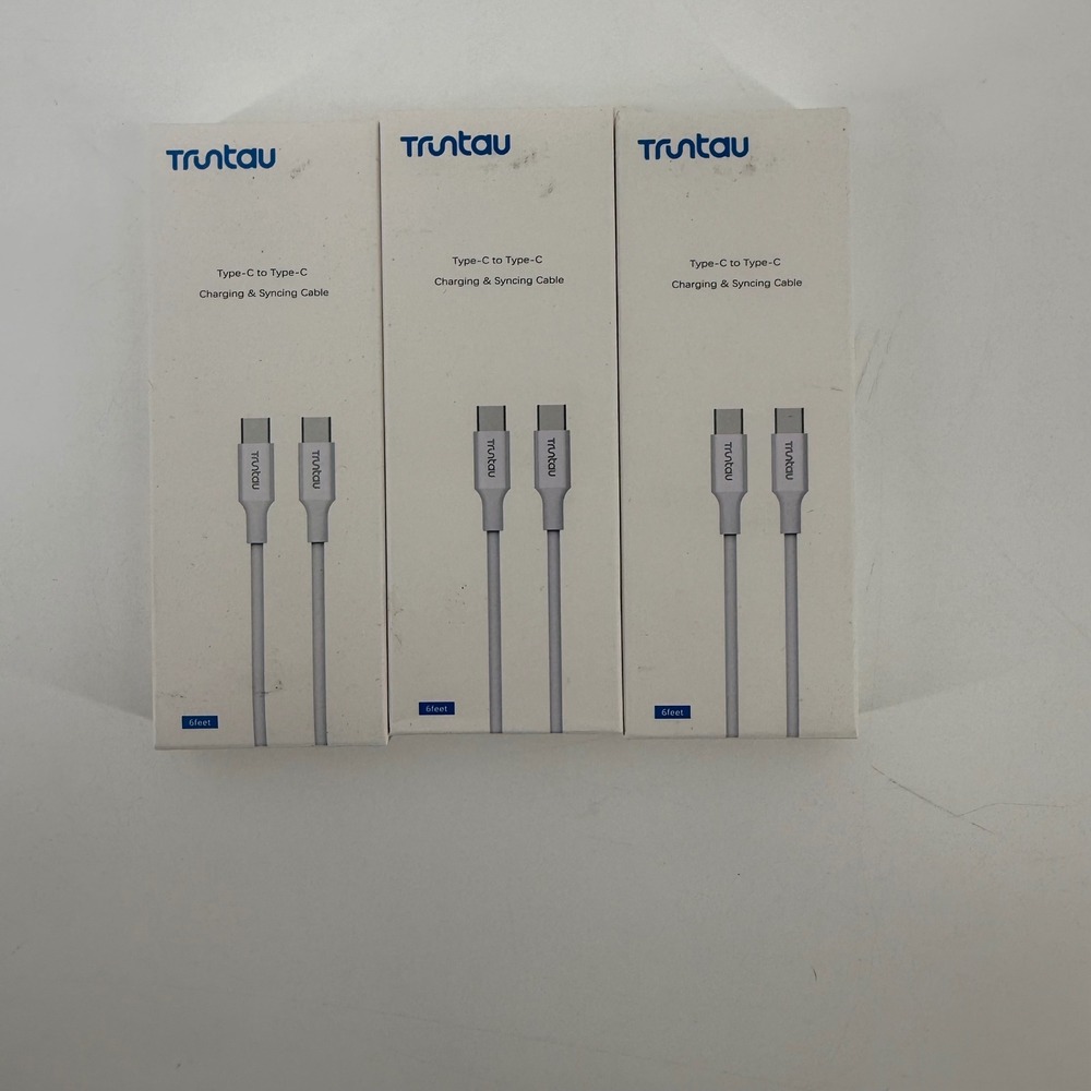 3 pack Truntau 6ft USB C to USB C‎ Charging Sync Cable White 3A Fast Charge